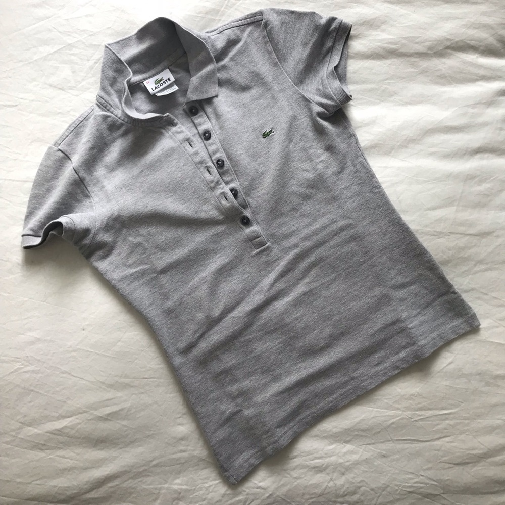Gray Lacoste Five-Button Slim-Fit Polo